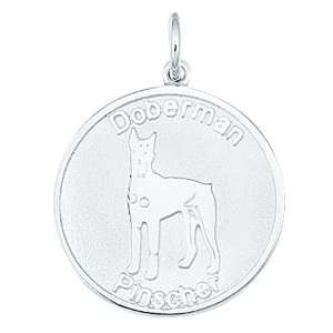    Sterling Silver DOBERMAN PINSCHER ROUND DISC Charm Jewelry