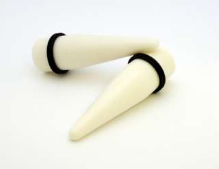 Pair of White Acrylic Tapers set expanders plugs gauges  
