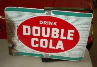 Old Double Cola Coca Spinner Sign w/ Bracket DBL Sided Gas & Oil HTF 
