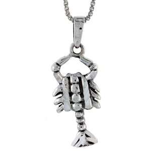 925 Sterling Silver Scorpion Pendant (w/ 18 Silver Chain), 15/16 inch 