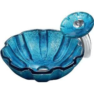 Vigo VGT026 Mediterranean Seashell Vessel Sink and Waterfall Faucet 