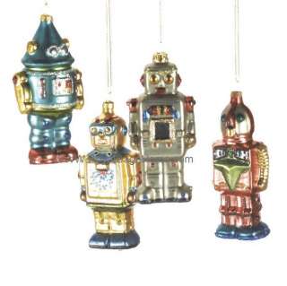 Retro 1950s Toy Robot Space Age Glass Ornament  