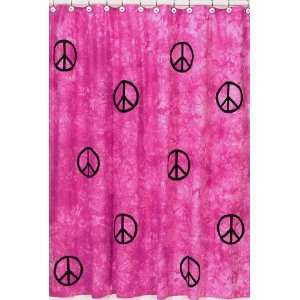  Peace Pink Shower Curtain by JoJo Designs Black