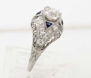 Antique Platinum, Diamond & Sapphire Art Deco Engagement Ring J32799 
