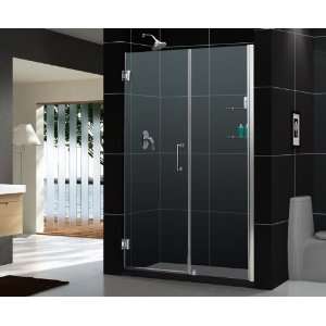   55 56 inch Adjustable Shower Door with Glass Shelves