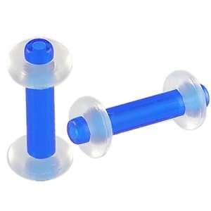 gauge 2mm   Blue Acrylic Flesh Tunnels Ear Plugs Earlets with Silicone 