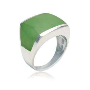  Sterling Silver Green Jade Ring, Size 6 Jewelry