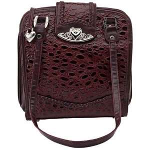  Leather Purse, Burgundy with Silver Hearts Everything 