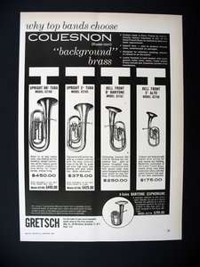 Couesnon Brass BB & E Tubas Tuba Baritone E Alto 1962 print Ad 