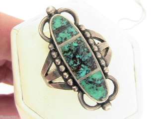 Vintage Natural Turquoise Ring Sterling Silver  