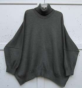   Handloomed Merino Turtle Neck Long Poncho Sweater One Size  