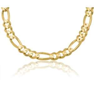  14K Solid Yellow Gold Figaro Link Chain Necklace 11mm Wide 