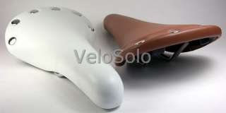 VELO SADDLE + RIVETS synthetic leather fixed TAN WHITE  