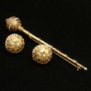 Magic Wand Scepter Set Brooch Pin & Earrings Vintage  