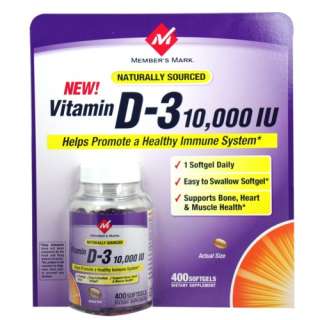 Members Mark   Vitamin D 3 10,000 IU, 400 Softgels  