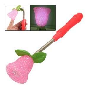 com Plastic Green Leaves Pink Flower Shaped LED Light Flashing Stick 