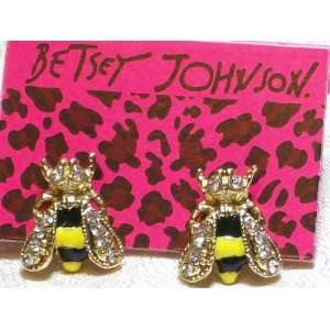  BETSEY JOHNSON Crystal Bees Bumblebees Earrings 