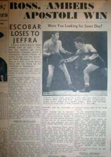 1937 newspapers BOXING JUDAICA Barney Ross defeats Garcia ACTION 