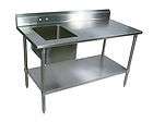 New Stainless Steel Work Prep Table 24 x 54 with Sink on Right