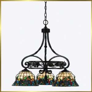 Tiffany Chandelier, QZTFFR5103VA, 3 lights, Antique Bronze, 25 wide X 