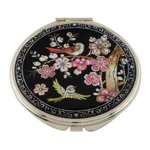 Mother of Pearl Pink Korean Plum Flower Tree and Bird Design Double 