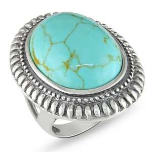  Sterling Silver Oval Shape Turquoise Ring Jewelry