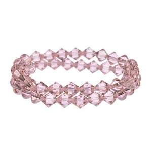   Light Rose Colored 8mm Bead 2 Row Stretch Bracelet, 7 7.5 Jewelry