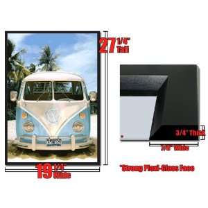   Framed Californian Camper 3D Poster VW Bus Beach Blue