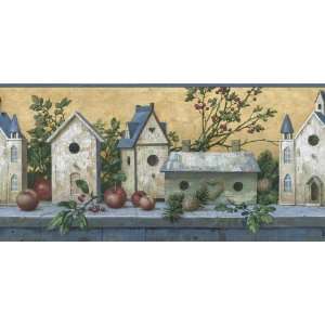   Border in Yellow Rustic Birdhouse Wall Border in Yellow Everything