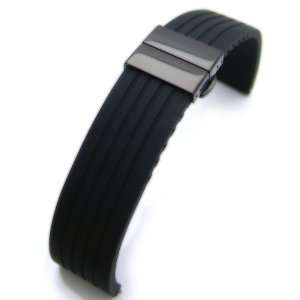  22mm 4 Groove Line Silicon Watch Strap on Deployment Clasp 