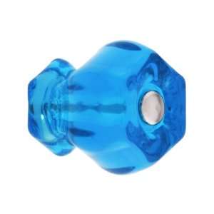   Peacock Blue Glass Cabinet Knob With Nickel Bolt.