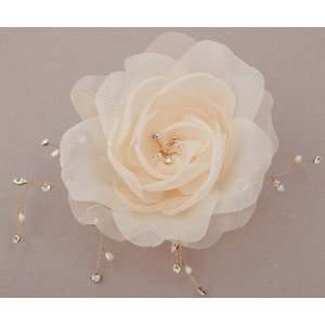  White Organza Silk Hair Flower ~ Bridal ~ Wedding ~ Clip 